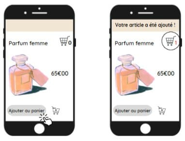 Application mobile avec le test de la fonctionnalité "Ajouter au panier".