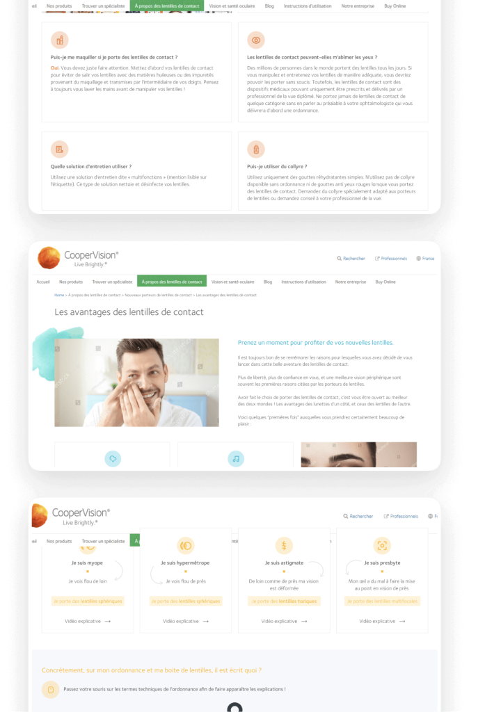 Autre exemple de fonctionnalité de Coopervision.