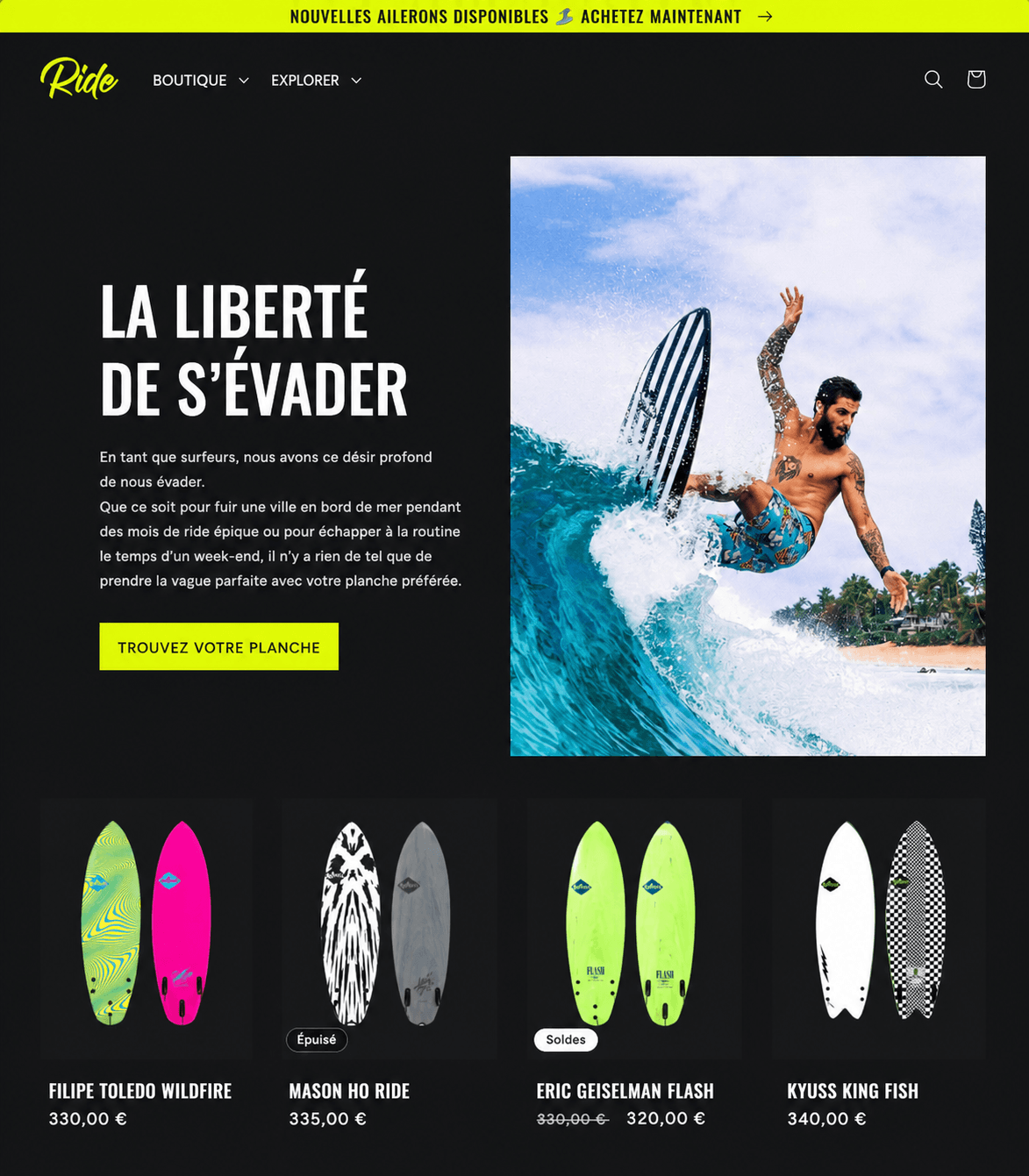 Réalisation boutique Shopify e-commerce beauté