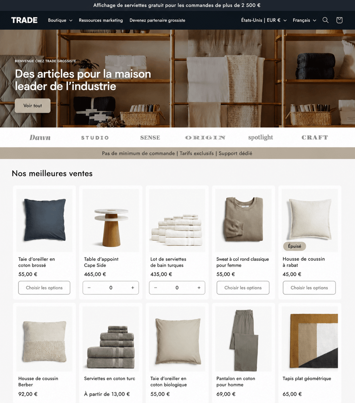 Réalisation boutique Shopify e-commerce lifestyle